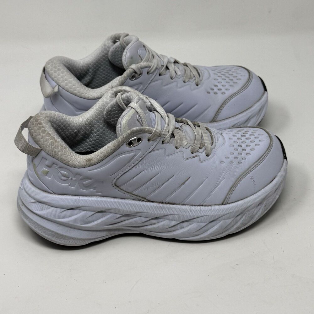 Hoka One One Bondi SR Womens 5.5 D Wide White Leather Slip Resistant Work Shoes